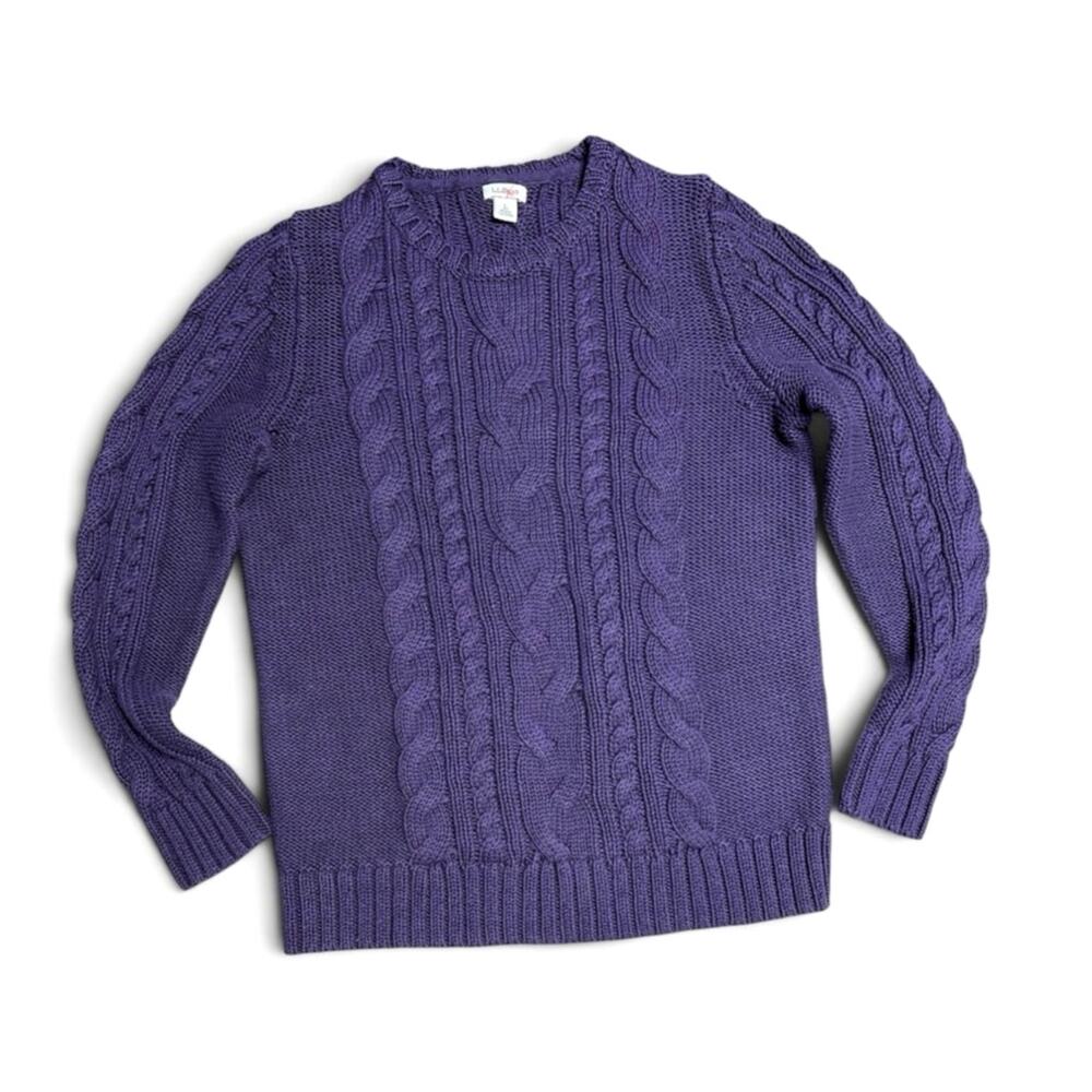 LLBean Royal Purple Cable Knit Long Sleeve Sweater Large